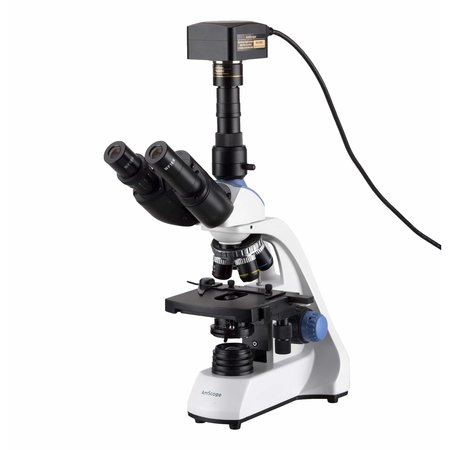 AMSCOPE 40X-2500X LED Trinocular Compound Microscope w 3D Two-Layer Mechanical Stage With 5MP USB 3 Camera T250C-5M3